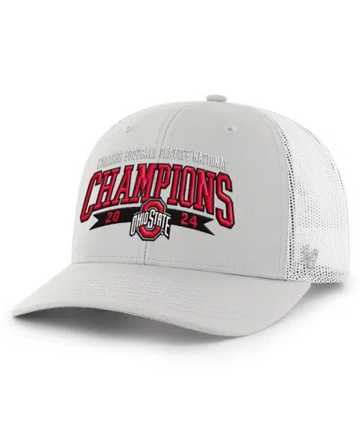 47 Brand Men's Gray Ohio State Buckeyes College Football Playoff 2024 National Champions Helmet Trucker Adjus