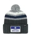 47 Brand Men's Gray Toronto Maple Leafs Stack Patch Cuffed Knit Hat With Pom In Gray
