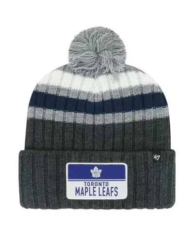 47 Brand Men's Gray Toronto Maple Leafs Stack Patch Cuffed Knit Hat With Pom