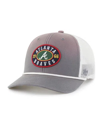 47 Brand Men's Gray/white Atlanta Braves Tide Sweep Rope Trucker Adjustable Hat In Gray,white