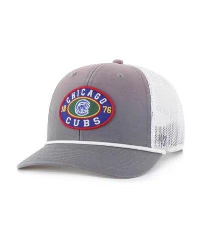 47 Brand Men's Gray/white Chicago Cubs Tide Sweep Rope Trucker Adjustable Hat In Gray,white