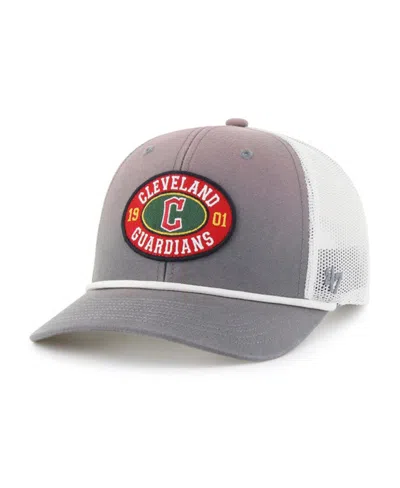 47 Brand Men's Gray/white Cleveland Guardians Tide Sweep Rope Trucker Adjustable Hat
