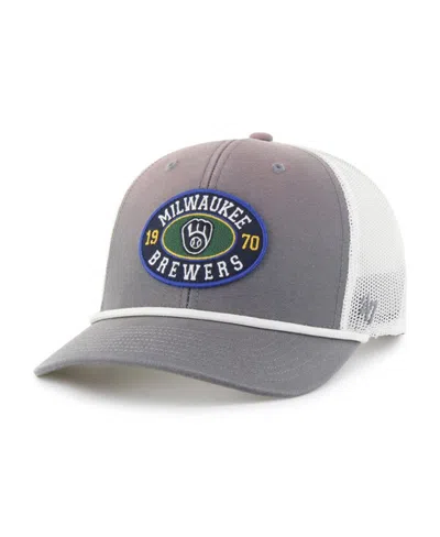 47 Brand Men's Gray/white Milwaukee Brewers Tide Sweep Rope Trucker Adjustable Hat In Blue