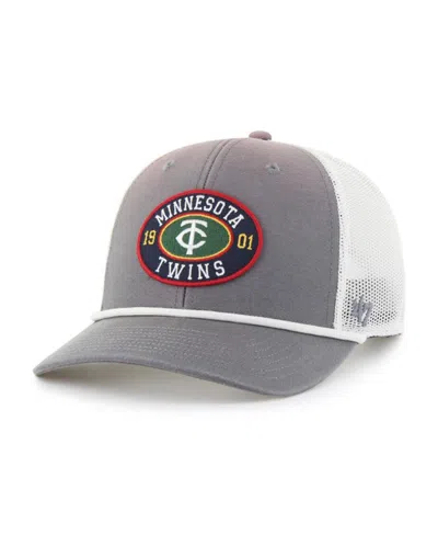 47 Brand Men's Gray/white Minnesota Twins Tide Sweep Rope Trucker Adjustable Hat In Gray,white