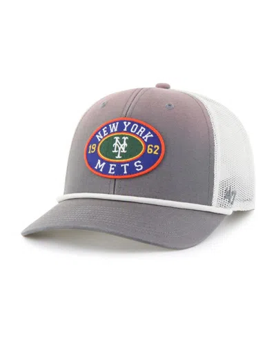 47 Brand Men's Gray/white New York Mets Tide Sweep Rope Trucker Adjustable Hat In Gray,white