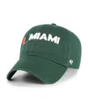 47 Brand Men's Green Miami Hurricanes Clean Up Adjustable Hat In Green