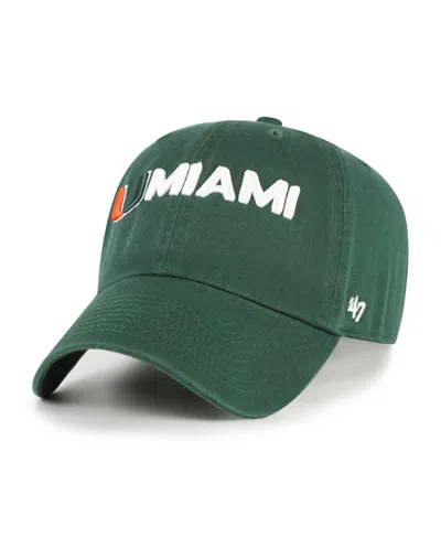 47 Brand Men's Green Miami Hurricanes Clean Up Adjustable Hat