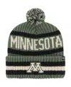 47 Brand Men's Green Minnesota Golden Gophers Oht Military Appreciation Bering Cuffed Knit Hat With Pom In Green