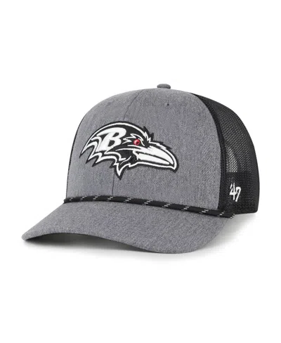 47 Brand Men's Heather Charcoal Baltimore Ravens Carbon Rope Trucker Adjustable Hat