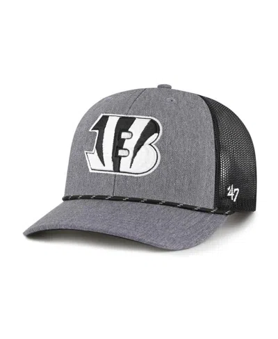 47 Brand Men's Heather Charcoal Cincinnati Bengals Carbon Rope Trucker Adjustable Hat In Gray