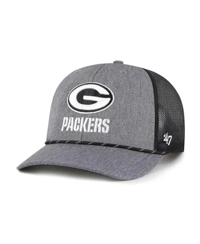 47 Brand Men's Heather Charcoal Green Bay Packers Carbon Rope Trucker Adjustable Hat In Gray
