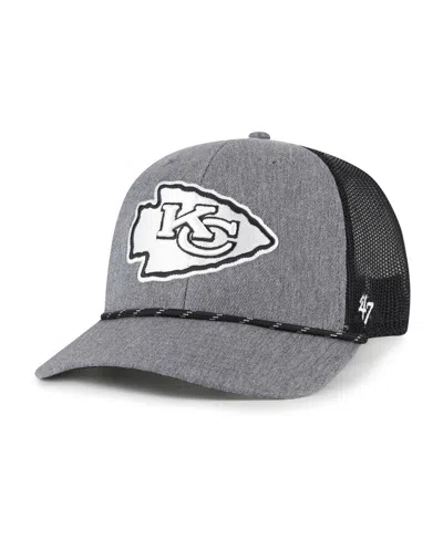 47 Brand Men's Heather Charcoal Kansas City Chiefs Carbon Rope Trucker Adjustable Hat In Gray