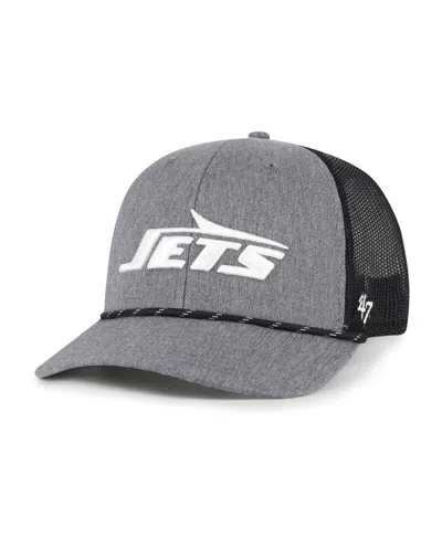 47 Brand Men's Heather Charcoal New York Jets Carbon Rope Trucker Adjustable Hat
