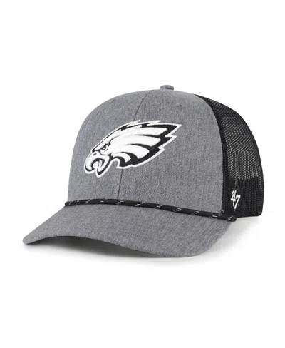 47 Brand Men's Heather Charcoal Philadelphia Eagles Carbon Rope Trucker Adjustable Hat