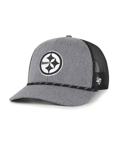 47 Brand Men's Heather Charcoal Pittsburgh Steelers Carbon Rope Trucker Adjustable Hat