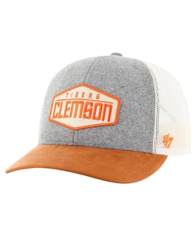 47 Brand Men's Heather Gray Clemson Tigers Drover Trucker Adjustable Hat In Heather Gray,brown