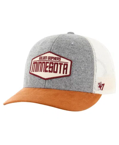 47 Brand Men's Heather Gray/brown Minnesota Golden Gophers Drover Trucker Adjustable Hat In Heather Gray,brown