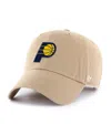 47 Brand Men's Khaki Indiana Pacers Primary Logo Clean Up Adjustable Hat