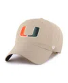 47 Brand Men's Khaki Miami Hurricanes Clean Up Brrr Adjustable Hat