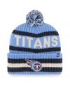 Shop 47 Brand Men's Light Blue Tennessee Titans Bering Cuffed Knit Hat With Pom