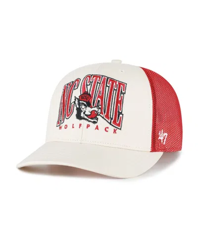 47 Brand Men's Natural Nc State Wolfpack Drawbridge Trucker Adjustable Hat In White