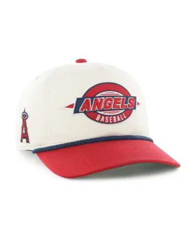 47 Brand Men's Natural, Red Los Angeles Angels Frame Out Hitch Adjustable Hat In White