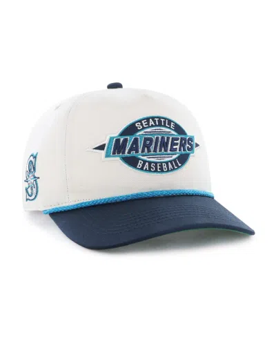 47 Brand Men's Natural/navy Seattle Mariners Frame Out Hitch Adjustable Hat In White