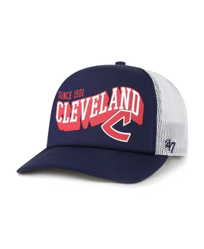 47 Brand Men's Navy Cleveland Guardians Meander Foam Trucker Snapback Hat In Blue
