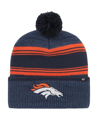 47 Brand Men's Navy Denver Broncos Fadeout Cuffed With Pom Knit Hat