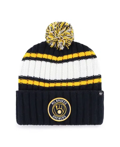 47 Brand Men's Navy Milwaukee Brewers Plateau Cuffed Knit Hat With Pom