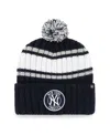 47 Brand Men's Navy New York Yankees Plateau Cuffed Knit Hat With Pom In Navy