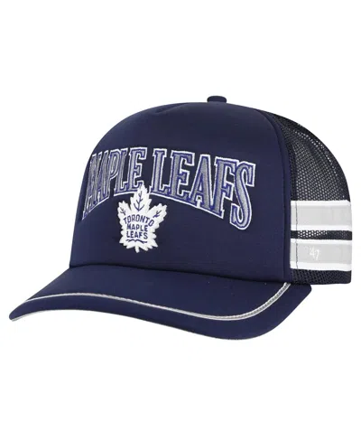 47 Brand Men's Navy Toronto Maple Leaf's Sideband Stripes Trucker Snapback Hat