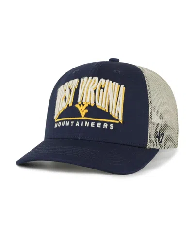 47 Brand Men's Navy West Virginia Mountaineers Arid Adjustable Trucker Hat In Blue
