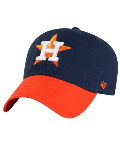 47 Brand Men's Navy/orange Houston Astros Clean Up Adjustable Hat In Blue