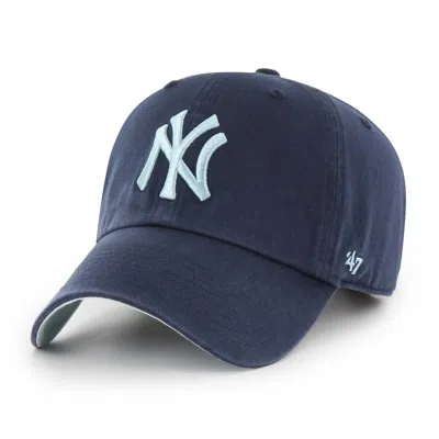 47 Brand Men's New York Yankees Ballpark Clean Up Adjustable Cap In Navy/light Blue