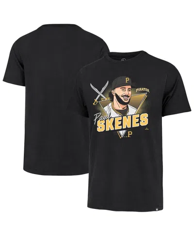 47 Brand Men's Paul Skenes Black Pittsburgh Pirates Player Caricature Franklin T-shirt
