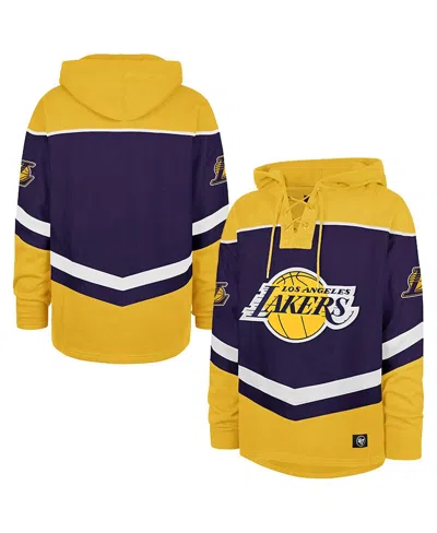 47 Brand Men's Purple Los Angeles Lakers Oversized Tri-satin Layup Lacer Pullover Hoodie