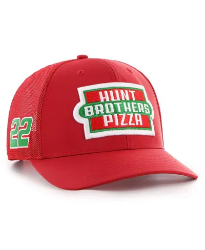 47 Brand Men's Red Joey Logano Hunt Brothers Pizza Triple Hit Corduroy Adjustable Hat
