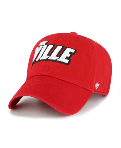47 Brand Men's Red Louisville Cardinals Clean Up Adjustable Hat