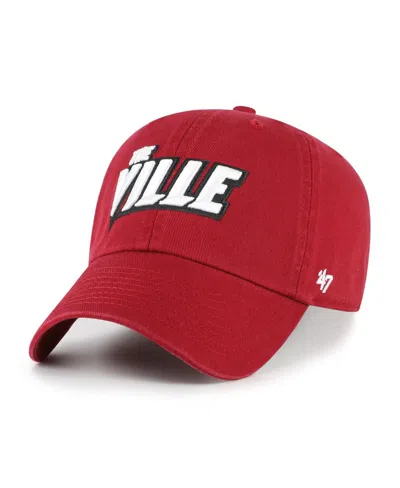 47 Brand Men's Red Louisville Cardinals Clean Up Adjustable Hat
