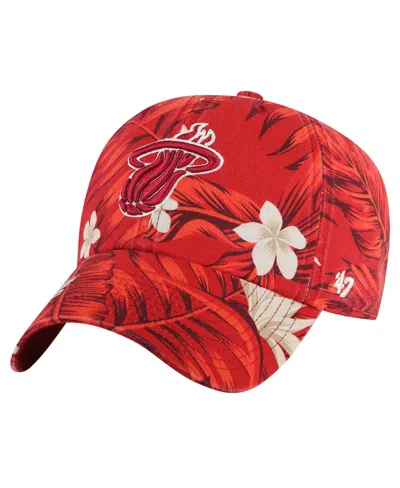 47 Brand Men's Red Miami Heat Tropicalia Floral Clean Up Adjustable Hat
