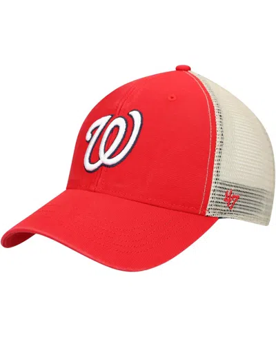 47 Brand Men's Red, Natural Washington Nationals Flagship Washed Mvp Trucker Snapback Hat In Red,natural