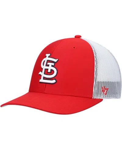 47 Brand Men's Red, White St. Louis Cardinals Primary Logo Trucker Snapback Hat In Red,white