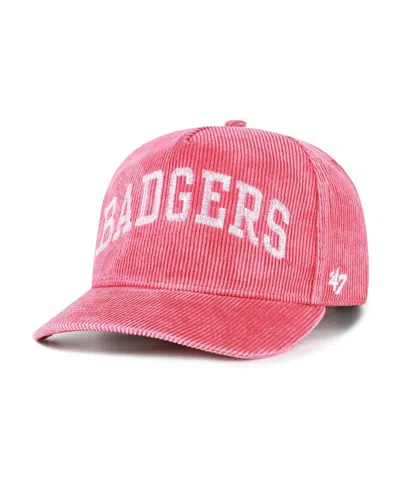 47 Brand Men's Red Wisconsin Badgers Reclaim Snow Wash Corduroy Hitch Adjustable Hat In Pink