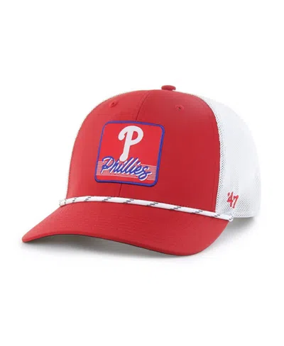 47 Brand Men's Red/white Philadelphia Phillies Scratch Adjustable Trucker Hat