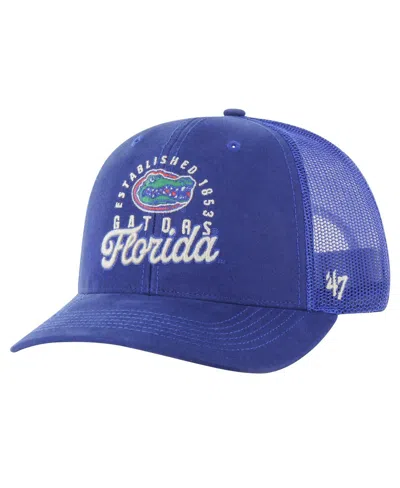 47 Brand Men's Royal Florida Gators Pitstop Trucker Adjustable Hat In Blue