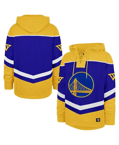 47 Brand Men's Royal Golden State Warriors Oversized Tri-satin Layup Lacer Pullover Hoodie