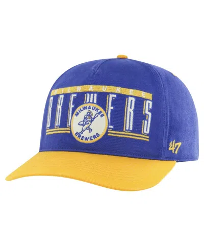 47 Brand Men's Royal Milwaukee Brewers Double Headed Baseline Hitch Adjustable Hat In Blue