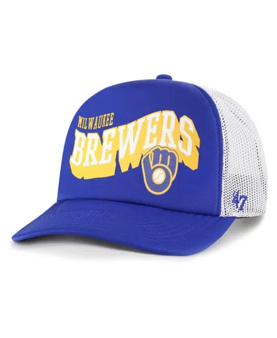 47 Brand Men's Royal Milwaukee Brewers Meander Foam Trucker Snapback Hat In Blue