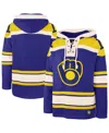 47 Brand Men's Royal Milwaukee Brewers Superior Lacer Pullover Hoodie In Blue